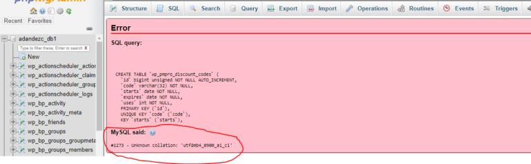 Database Importing Error Unknown Collation Utf Mb Ai Ci Error