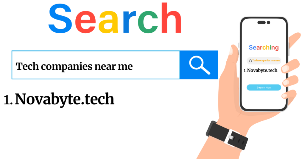 An illustration of search google search engines response to tech companies near me search queries