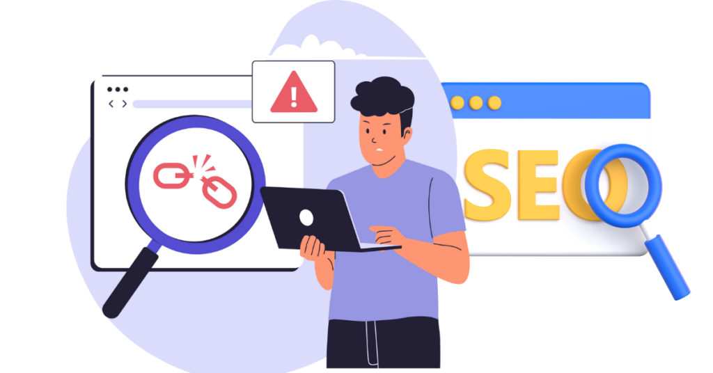 An image showing spammy or broken backlinks connection to SEO