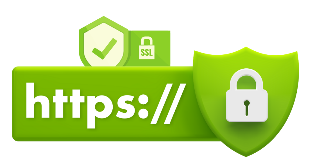 Https protocol showing secure website connection and data encryption with an SSL