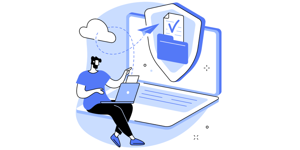 Secure File Sharing on a reliable hosting Abstract Concept Vector Illustration.