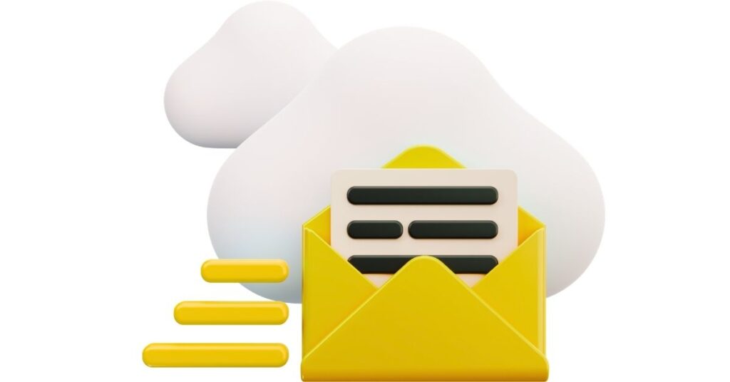 3D Render of Email with Cloud real estate hosting