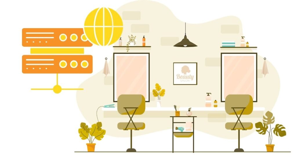 Beauty Salon Interior alongside a hosting icon salon and spa hosting