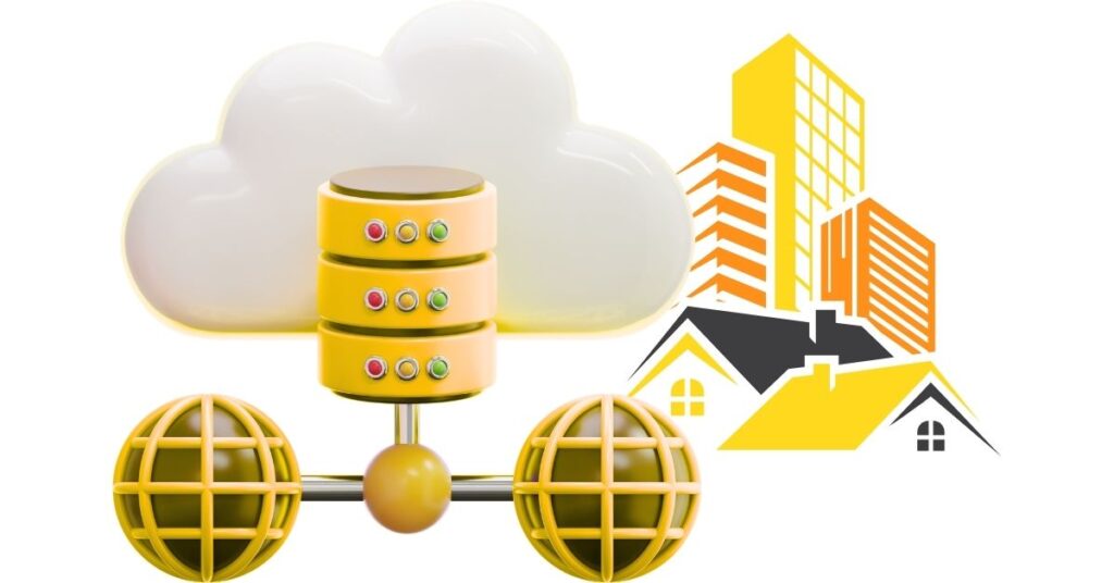 Cloud Hosting 3D Icon alongside a real estate logo for real estate website hosting
