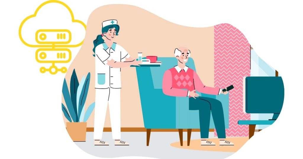 Elderly Care in Nursing Home hosting lineal icon nursing home hosting