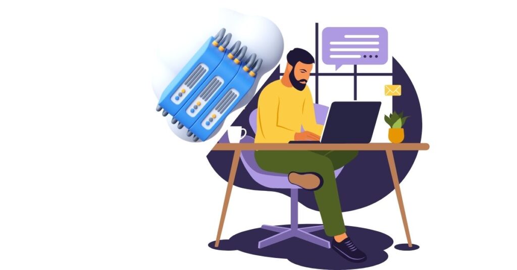 Home Office Concept, Freelancer working from home Vector Illustration. freelancers and agencies hosting