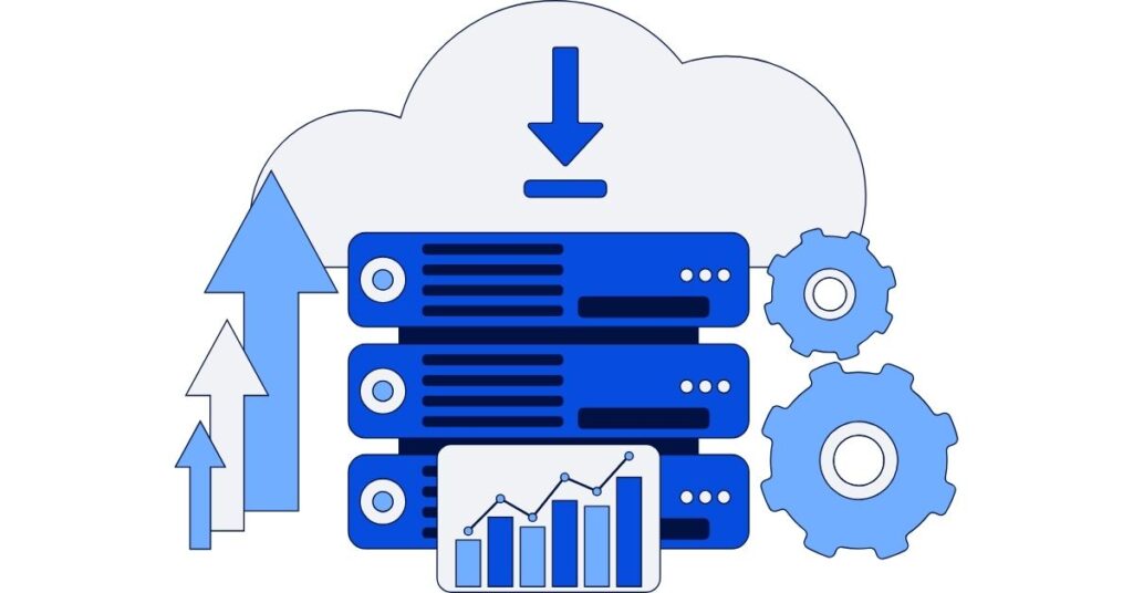 Hosting servers, data center analytics concept. Vector illustration, concept and graphic design.