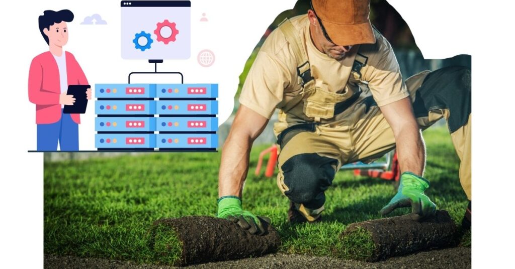 Professional landscaper alongside a web hosting visual landscaping website hosting