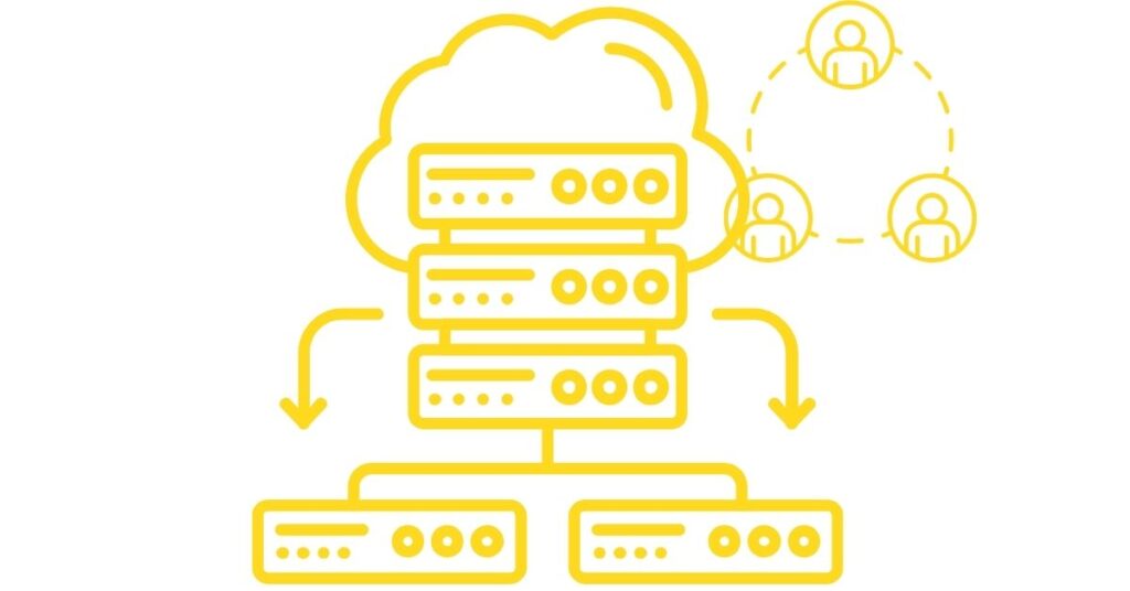 Shared Hosting Outline Icon alongside a share line