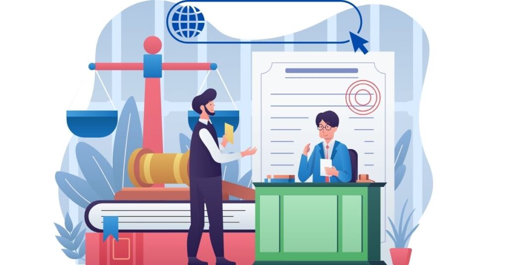 law firm visual alongside a Web www icon; law firms web hosting