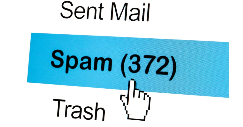 Spams folder showing the number of emails it contains