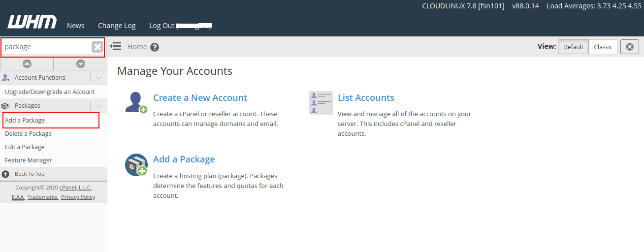 How to create a package in WHM