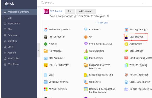 How to install Lets Encrypt in Plesk