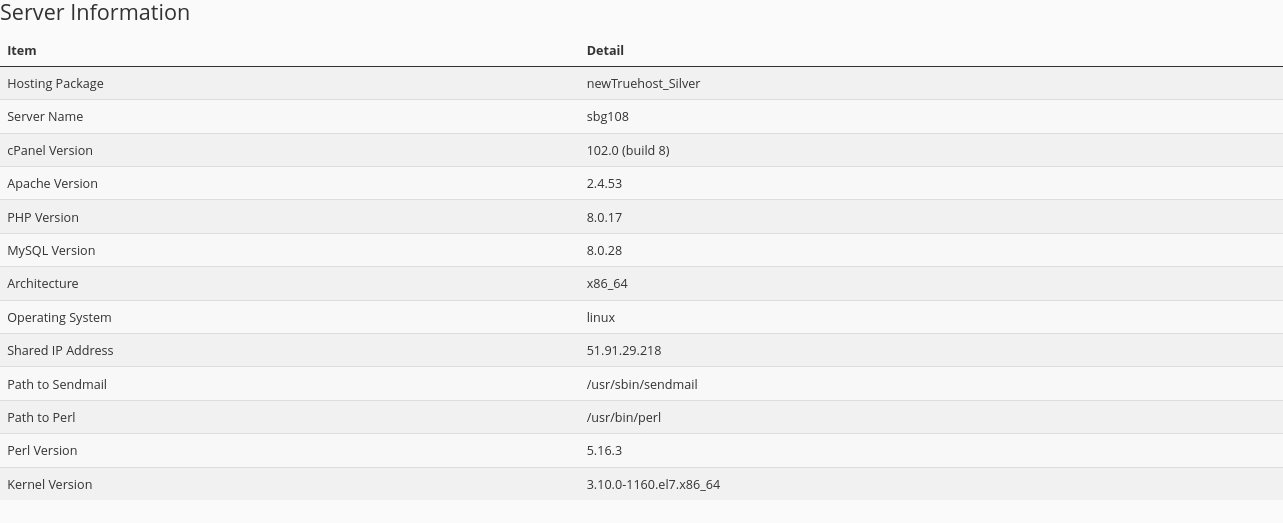 How To View Your Server Specifications In the cPanel Stats