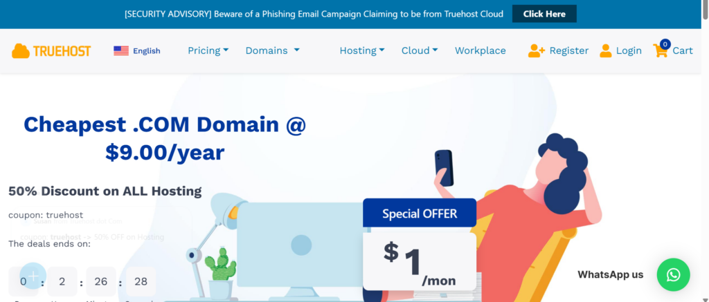 A Screenshot of Truehost.com