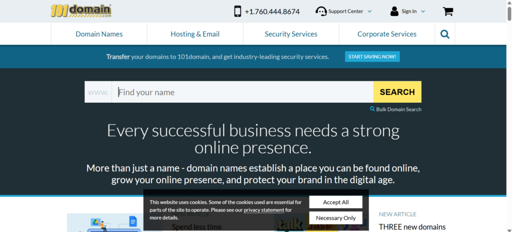 a screenshot of 101domain