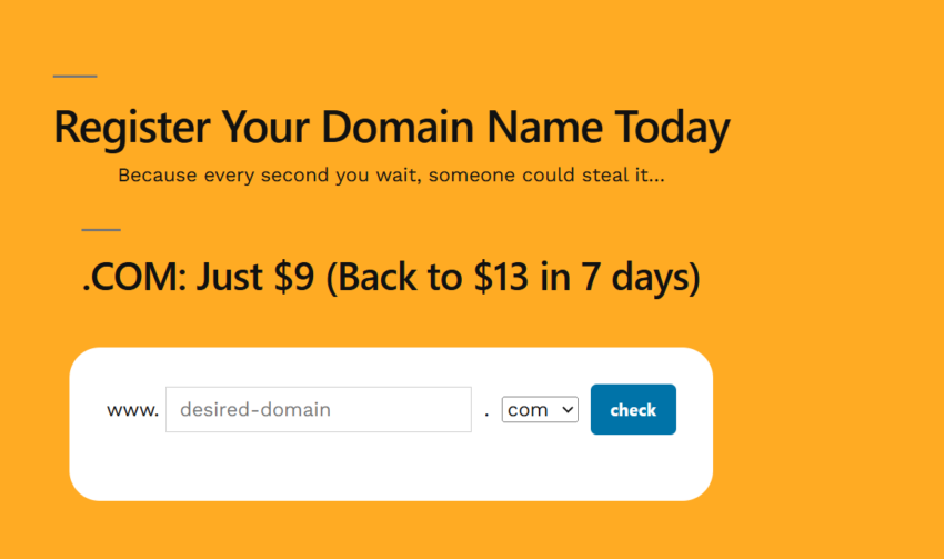 A Screenshot of truehost domain search tool