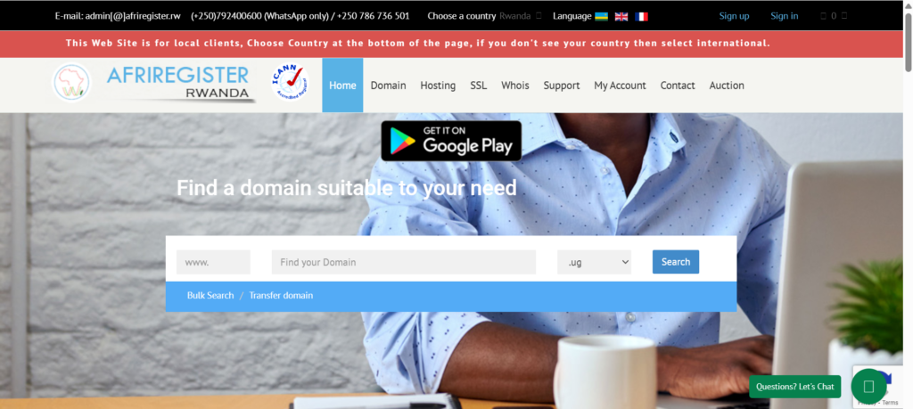 a screenshot of Afriregister Rwanda