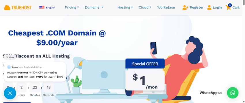 a screenshot of Truehost US 