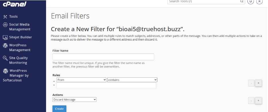 email disk usage in cpanel