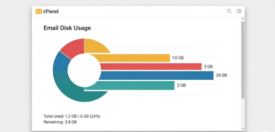 email disk usage in cpanel