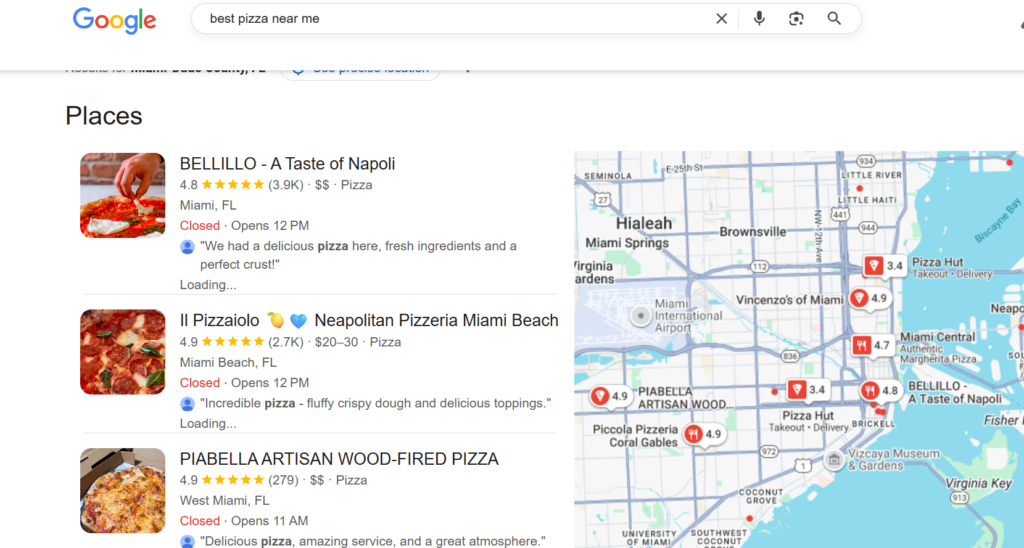Googled "best pizza near me"