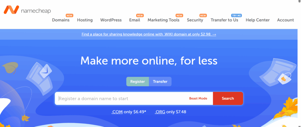 a screenshot of namecheap