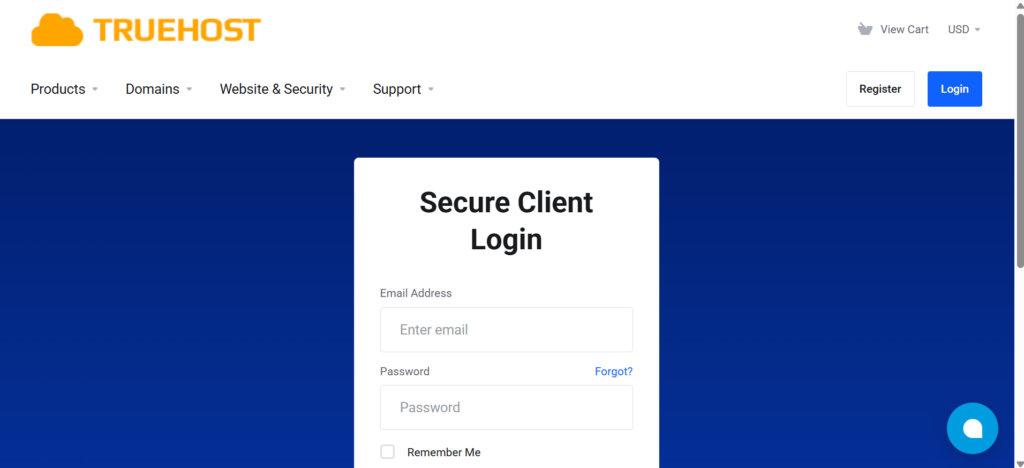 a screenshot of truehost client area