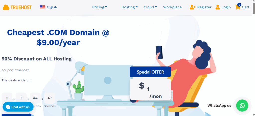 a screenshot of truehost.com