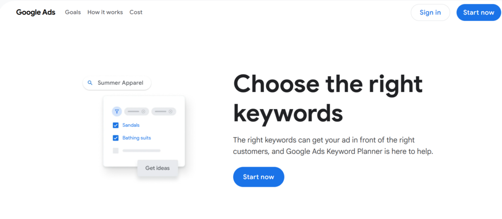 a screenshot of google keyword planner
