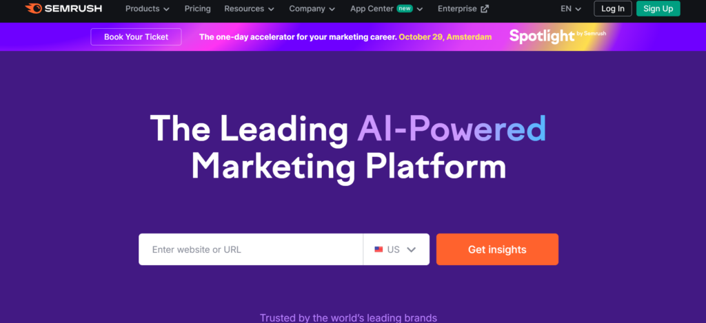 a screenshot of SEMRUSH