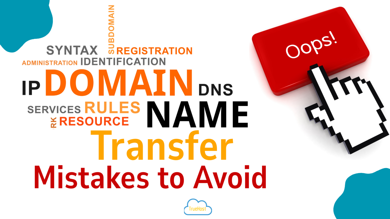 A blog banner on, domain name mistakes to avoid by Truehost