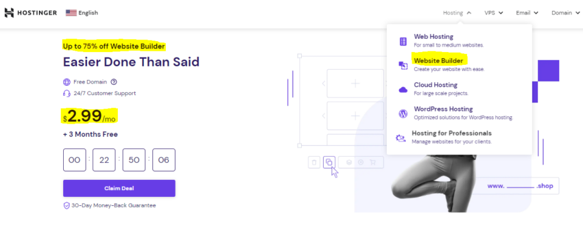 Hostinger website builder features