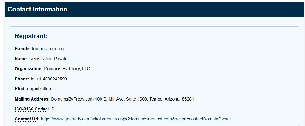 Truehost contact information from ICANN Lookup Tool: How to Verify a Domain Registrar