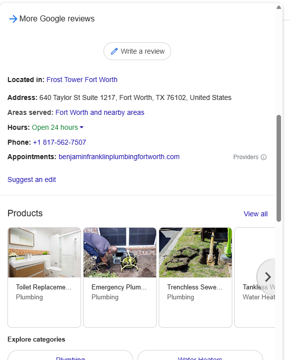 an example of completely filled google business profile