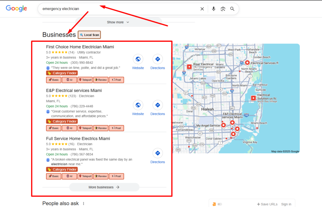 When someone types "emergency electrician"