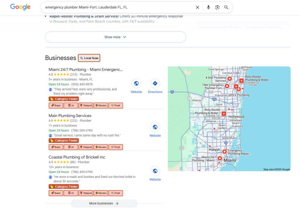 A local plumber optimized for "emergency plumber