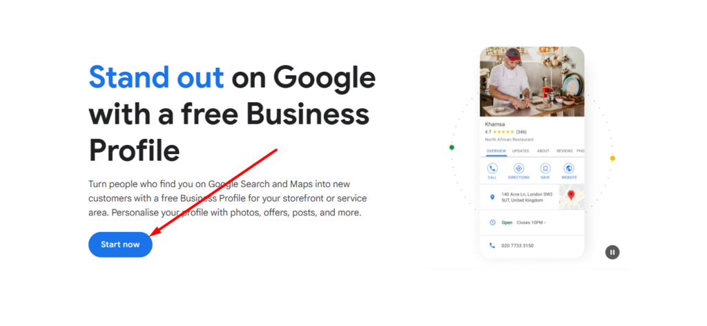 google business profile home page