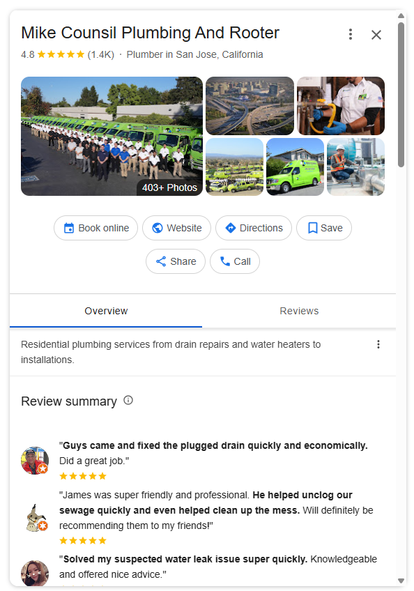 Google Business Profile example