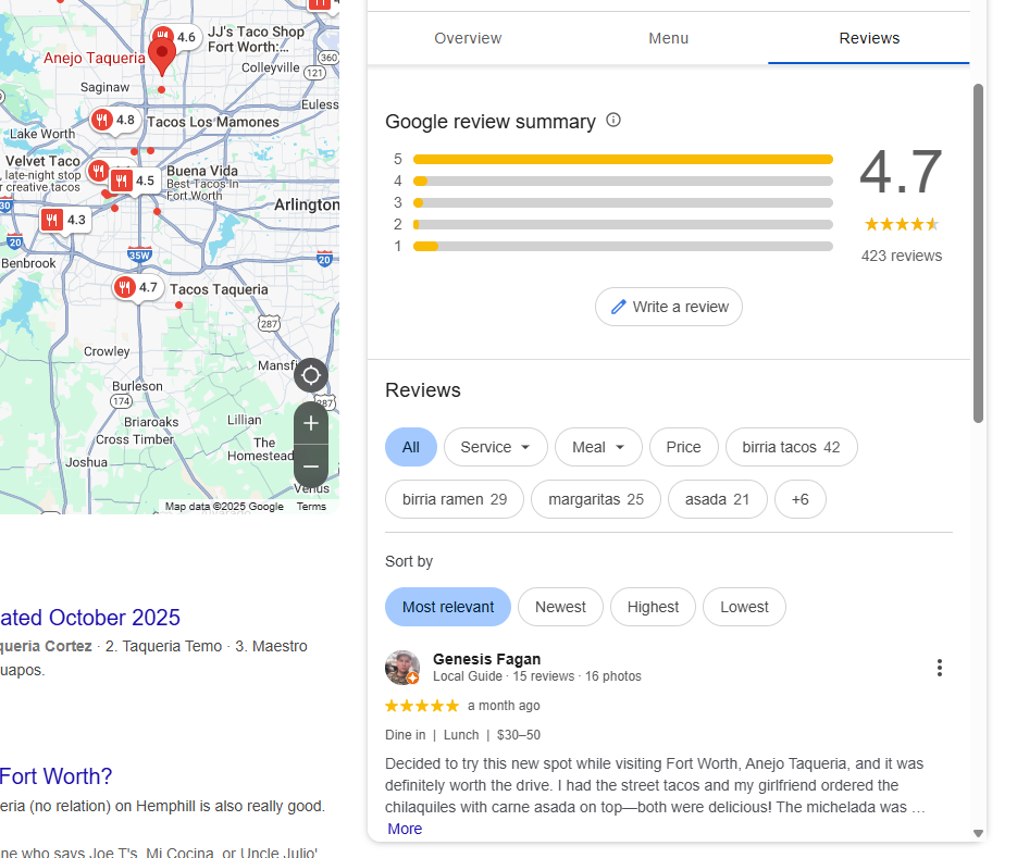 google business profile reviews