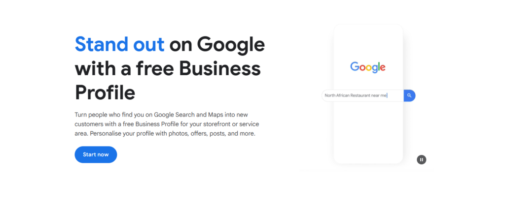 google business profile website homepage