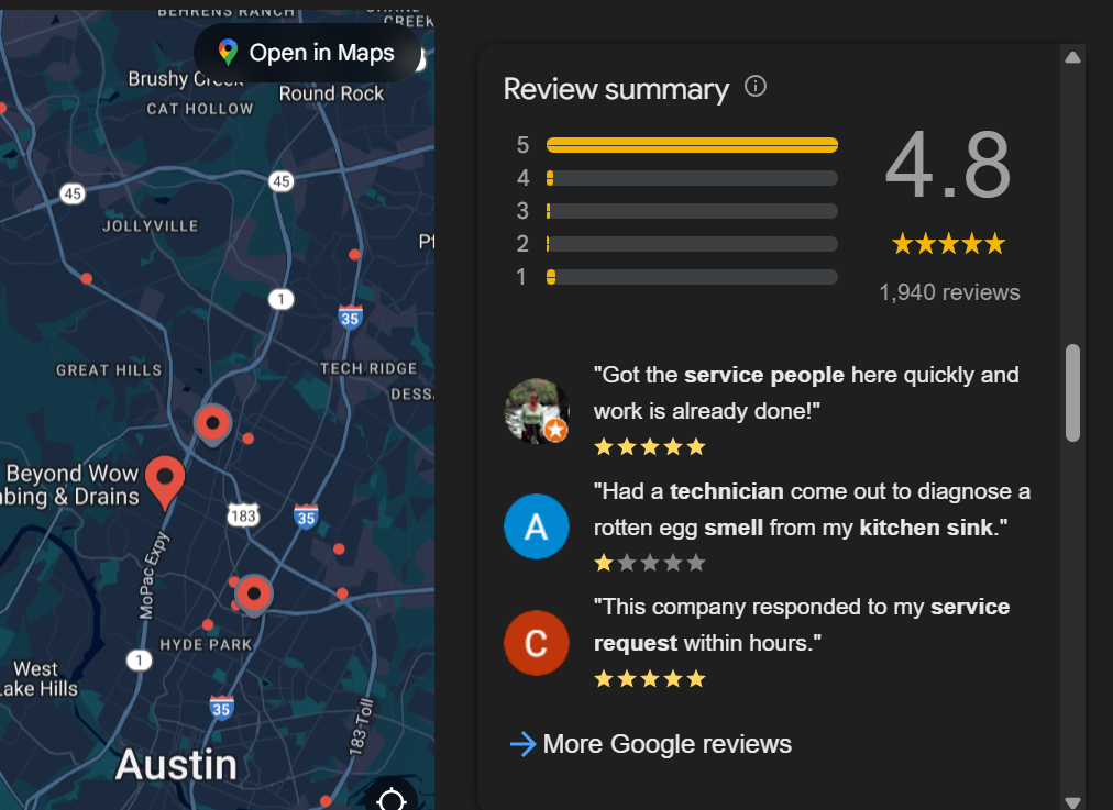 reviews on a google business profile