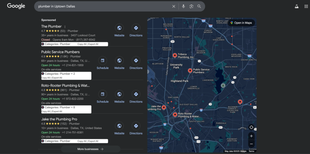 google maps ranking dallas