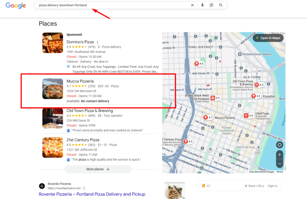 Mucca's Pizza in Portland ranks #1 for "pizza delivery downtown Portland"