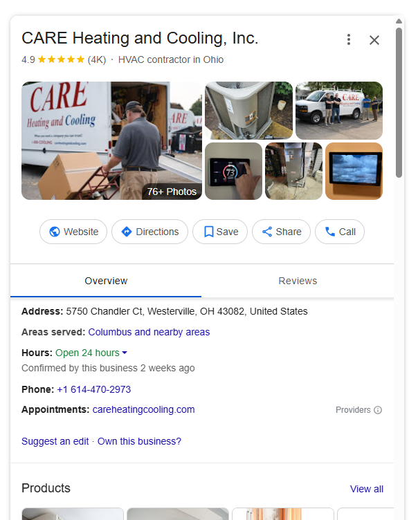 example of google business profile