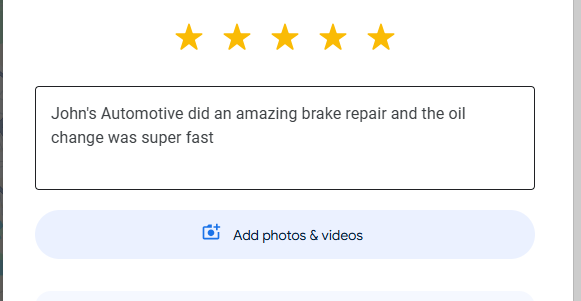 an example of google review