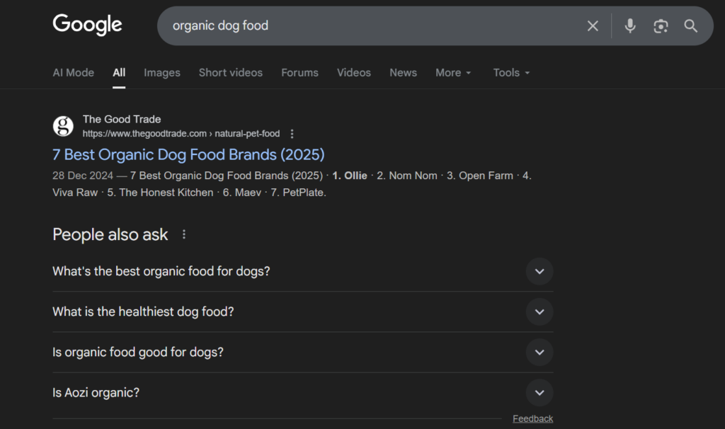 Traditional SEO Example