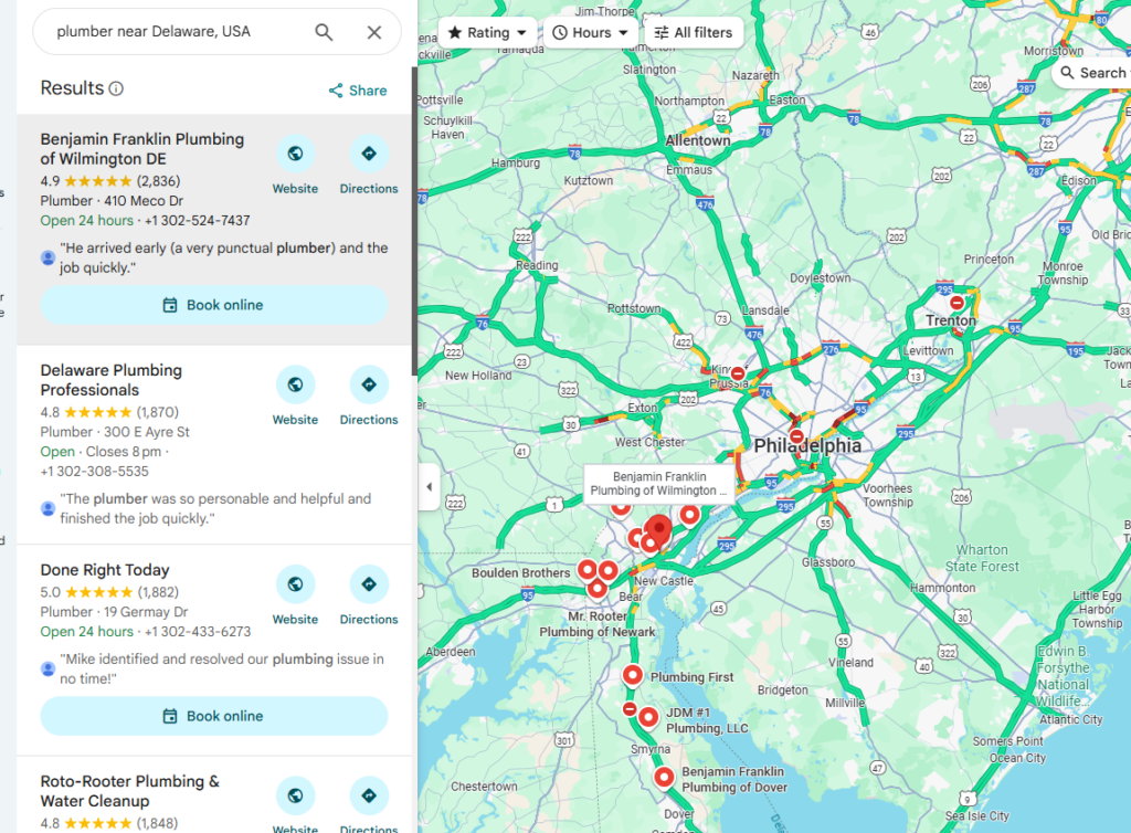 when someone in your area searches for "plumber near me" on google maps