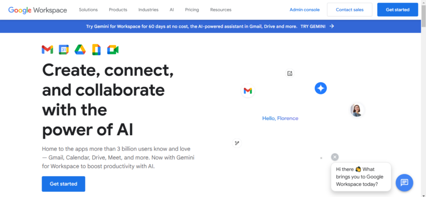 a screenshot of Google workspace