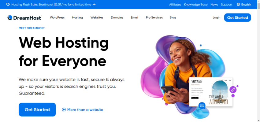 a screenshot of dreamhost